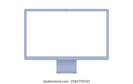 Black Modern Computer Monitor Vector Illustration with White Screen.