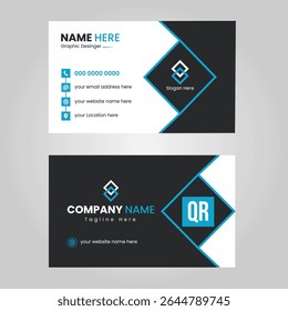 Black Modern Corporate Business Card Design Templates, vector eps 10