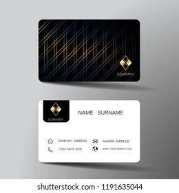 Black modern creative business card design. With inspiration from abstract. Contact for company. Vector illustration.