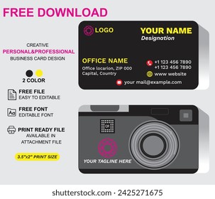 Black Modern Creative and Clean Business Card design Template