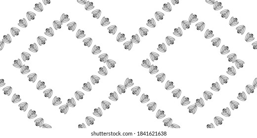 Black modern hand drawn line on white background, seamless pattern. Simple design for fabric and textile, wallpaper, packaging.