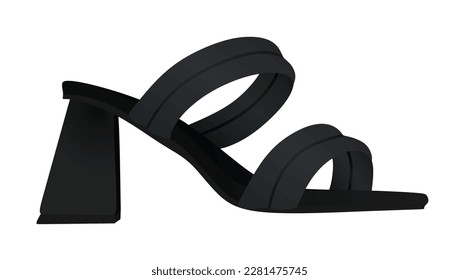 Black modern heel sandal. vector illustration