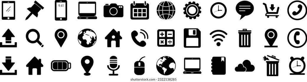 Black Modern icon set. isolated signs for mobile and web. High quality pictograms. Black icons set of business, medical, UI and UX, media, money, travel, vector icons of modern transparency logos.