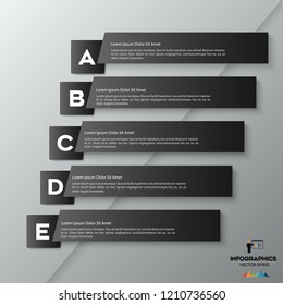 black Modern infographic Vector design template of 5 options, steps,on the grey background. Eps 10 vector file.