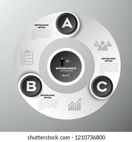 black Modern infographic Vector design template of 3 options, steps,on the grey background.Eps 10 vector file.