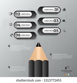Black Modern infographic Vector design template of 5 options, steps,on the grey background.
