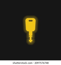 Tecla moderna negra Forma de la forma Icono de neón brillante amarillo