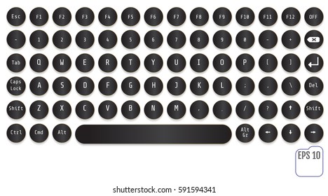 Black Modern keyboard design. Fashionable retro concept. Round keys. This keyboard is perfect for your business project.