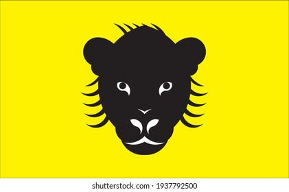 Black modern lion head logo.Vector Illustration.