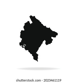 Black Modern Map of Montenegro with shadow isolated on White background, Vector Illustration EPS 10