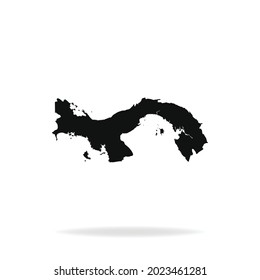 Black Modern Map of Panama with shadow isolated on White background, Vector Illustration EPS 10