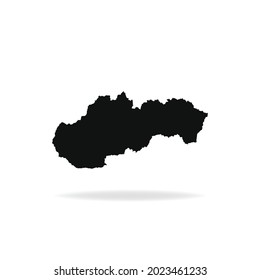 Black Modern Map of Slovakia with shadow isolated on White background, Vector Illustration EPS 10