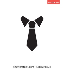 Black modern necktie icon, simple businessman neckcloth flat design vector emblem pictogram, infographic for app logo web website button ui ux interface elements isolated on white background