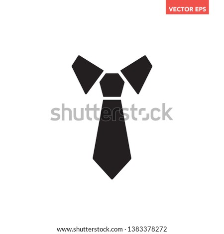 Black modern necktie icon, simple businessman neckcloth flat design vector emblem pictogram, infographic for app logo web website button ui ux interface elements isolated on white background