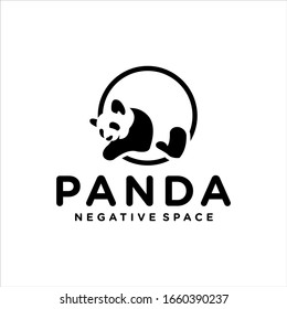 black modern panda logo design illustration 