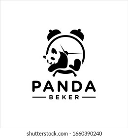 ilustración de diseño del logotipo negro panda moderno 