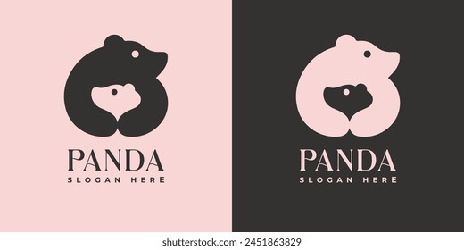 black modern panda logo design illustration