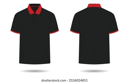 Preto moderno polo camisa mockup com colarinho vermelho