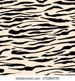Black Modern Safari pattern background, white tiger animal skin print, vector seamless design. African safari leopard animal fur pattern with black spots background, modern decoration