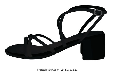 Black modern sandal. vector illustration