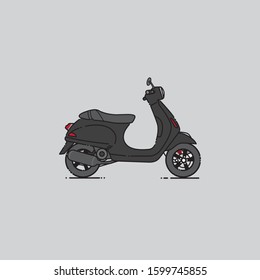 black modern scooter line art