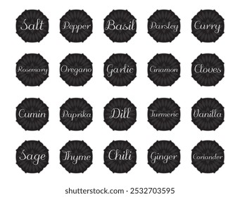 Black Modern Spice or Seasoning Label Sticker Set