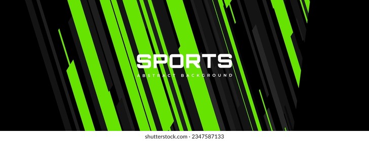 Black modern sports banner design with diagonal green and gray lines. Abstract vector illustration sports background.