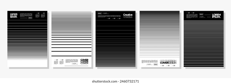 Black modern stripe line cover design bundle