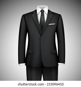 Black modern style boss businessman classic office suit with shirt and tie vector illustration