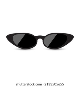 Black modern sunglasses with dark glass on white background. Vector illustration.