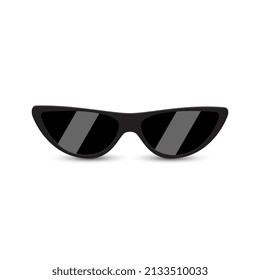 Black modern sunglasses with dark glass on white background. Vector illustration.