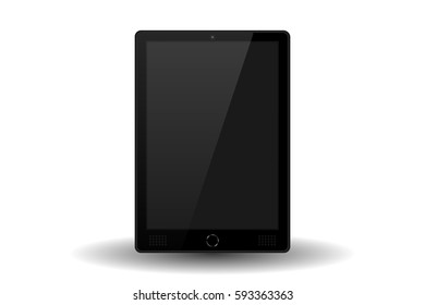Black modern tablet PC isolated. Vector illustration