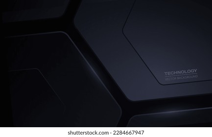 Fondo abstracto de tecnología moderna negra con formas geométricas de tecnología 3D. Ilustración del vector