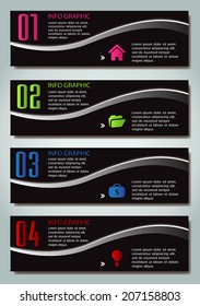 Black modern text box for website graphic and business, numbers, icon. 