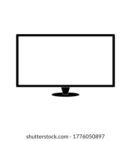 Black modern thin frame display computer monitor,flat vector illustration.