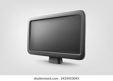 Black modern TV with empty screen isolated on white background. 3d vector illustration
