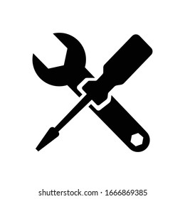 black modern vector screwdriver and wrench icon