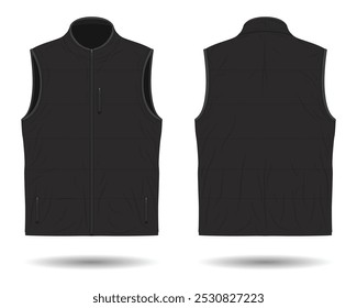 Black modern vest mockup front and back view