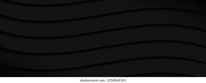 El fondo negro de la ola moderna. Resumen de fondo negro. Diseño horizontal. Ilustración vectorial.