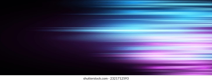 Black modern wide abstract technology background with blue and pink glowing high-speed and movement light effect. Vector illustration