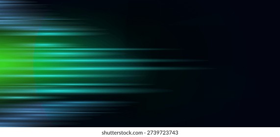 Black modern wide abstract technology background with glowing high-speed and movement light effect. Vector illustration