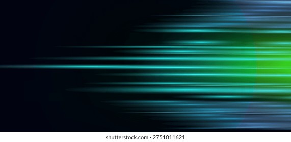 Black modern wide abstract technology background with glowing high-speed and movement light effect. Vector illustration