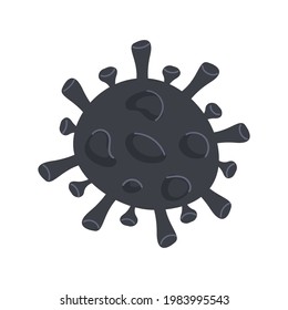 Black Mold Bacteria. Toxic mould stain in microscope. Black Fungus Outbreak in India. Mucormycosis disease. Vector icon in flat cartoon style isolated on white background.