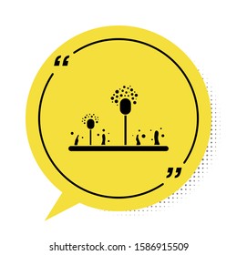 Black Mold icon isolated on white background. Yellow speech bubble symbol. Vector Illustration