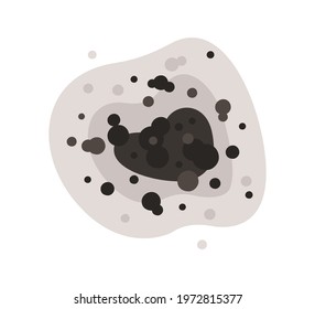 Black mold spot. Toxic mold spores. Fungi and bacteria. Tooth decay. Stain on the house wall. Isolated vector illustration on white background.