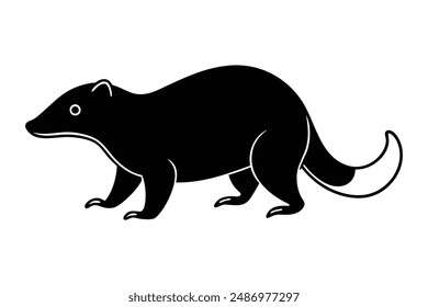 Black mole is walking vector line art illustration