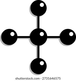 Black molecular structure with bonded circles