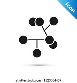 Black Molecule icon isolated on white background. Structure of molecules in chemistry, science teachers innovative educational poster.  Vector Illustration