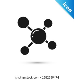 Black Molecule icon isolated on white background. Structure of molecules in chemistry, science teachers innovative educational poster.  Vector Illustration