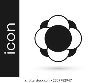 Black Molecule icon isolated on white background. Structure of molecules in chemistry, science teachers innovative educational poster.  Vector